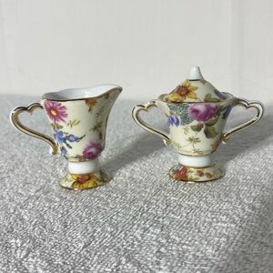 Vintage T. Limoges Casa Elite Miniature Porcelain Creamer & Sugar Bowl Set